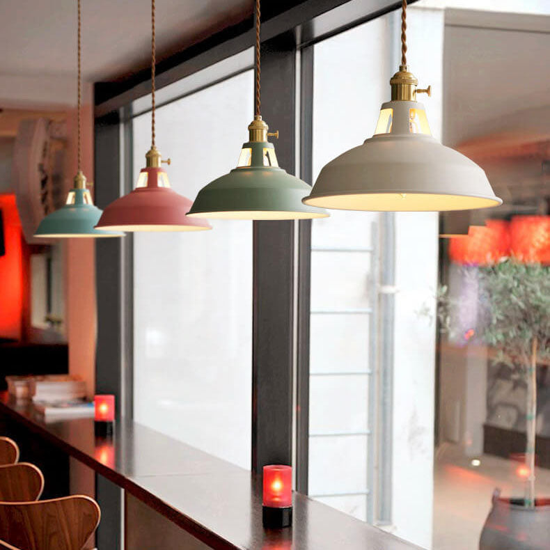 Industrial 1-Light Colorful Barn-Style Pendant Light