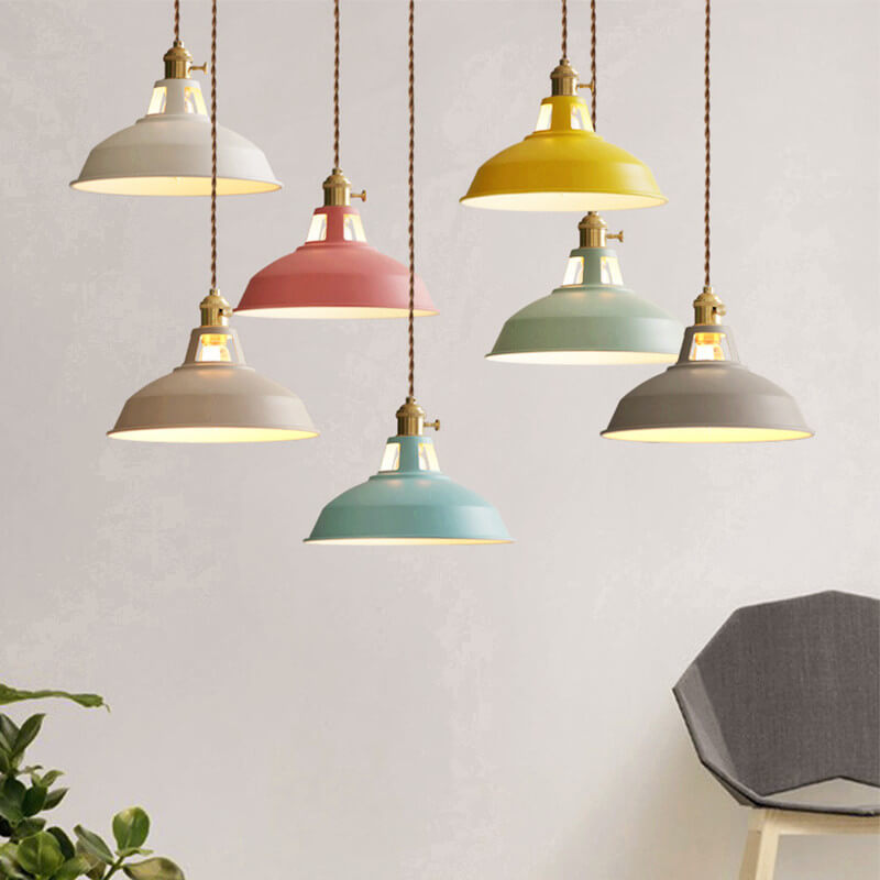Industrial 1-Light Colorful Barn-Style Pendant Light