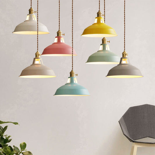 Industrial 1-Light Colorful Barn-Style Pendant Light