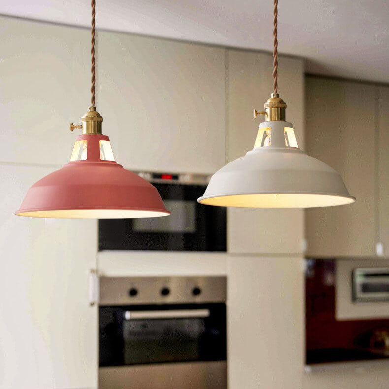 Industrial 1-Light Colorful Barn-Style Pendant Light