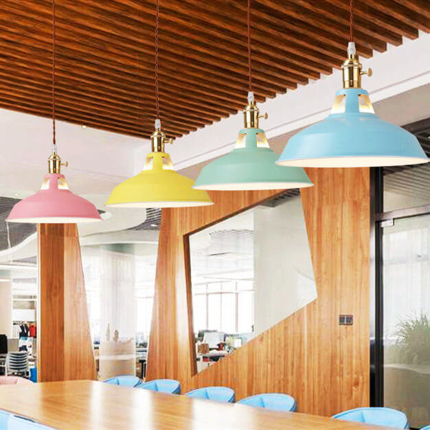 Industrial 1-Light Colorful Barn-Style Pendant Light