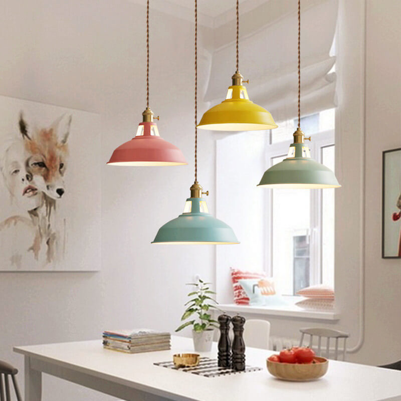 Industrial 1-Light Colorful Barn-Style Pendant Light