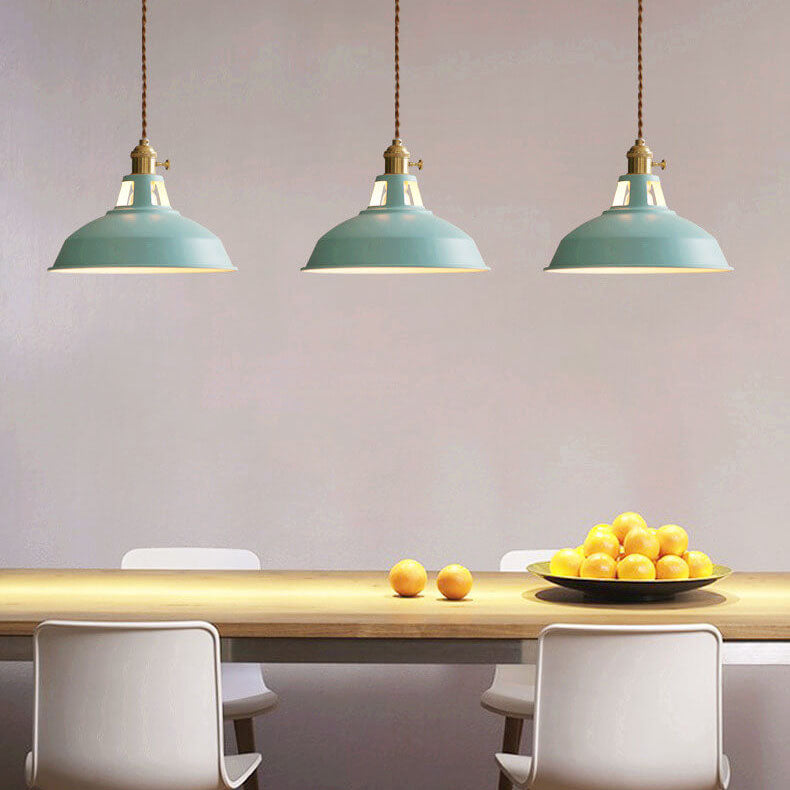 Industrial 1-Light Colorful Barn-Style Pendant Light