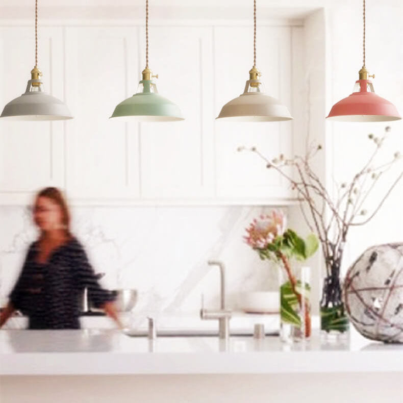 Industrial 1-Light Colorful Barn-Style Pendant Light