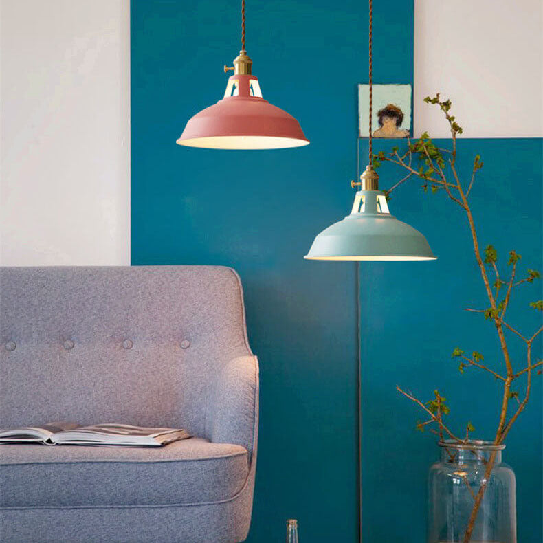 Industrial 1-Light Colorful Barn-Style Pendant Light