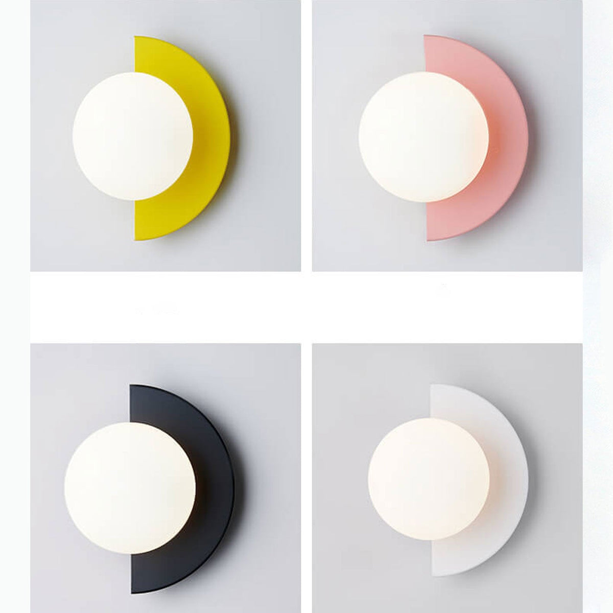 Modern Minimalist 1-Light Glass Wall Sconce with Colorful Spherical Semicircle Design