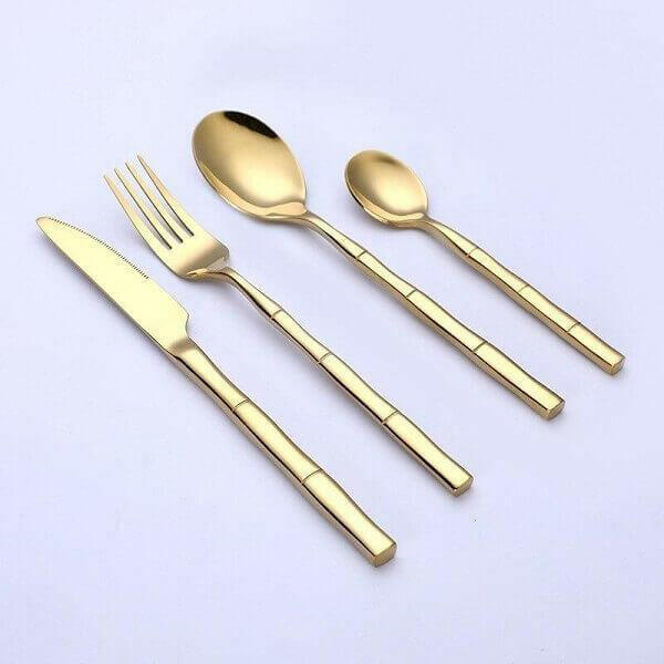Bamboo Pattern Flatware Set, 24 Piece