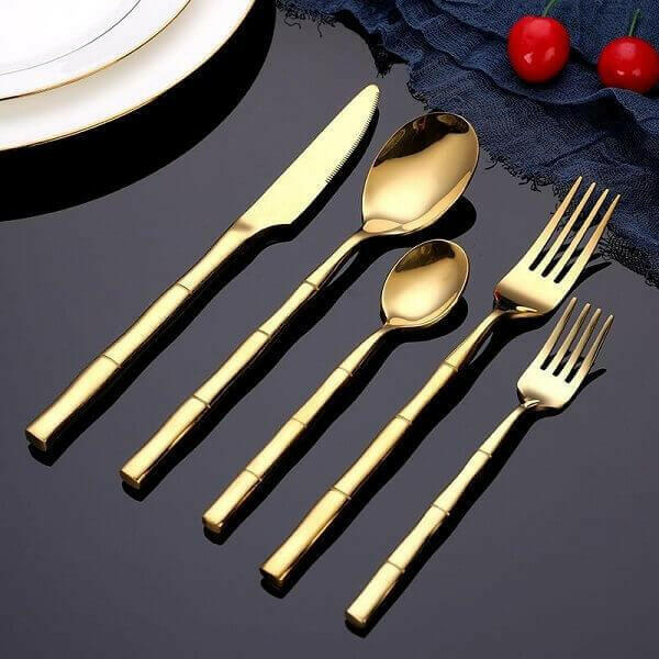 Bamboo Pattern Flatware Set, 24 Piece