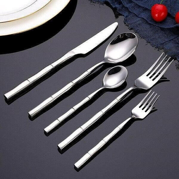Bamboo Pattern Flatware Set, 24 Piece