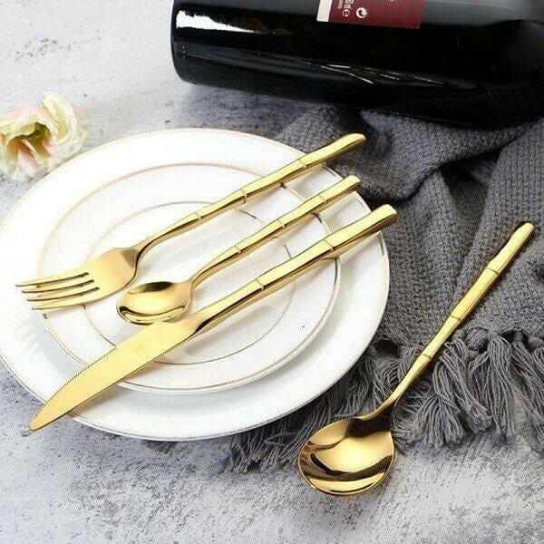 Bamboo Pattern Flatware Set, 24 Piece