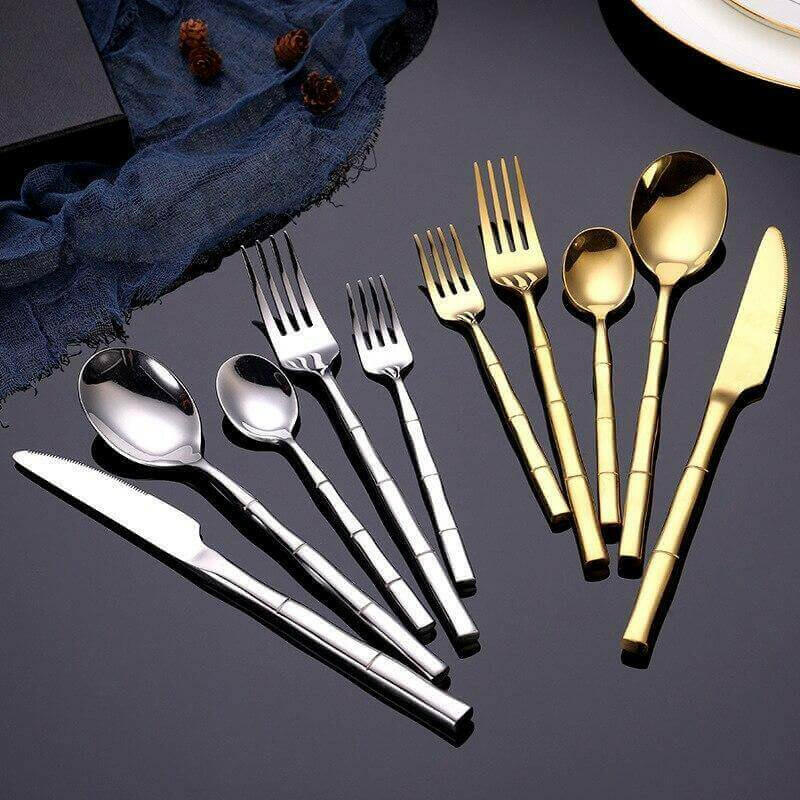 Bamboo Pattern Flatware Set, 24 Piece