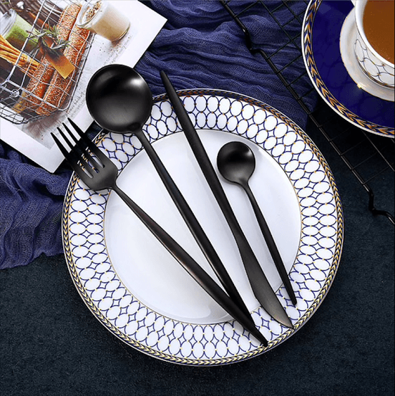 Black 18/10 Flatware Set, 24 Piece