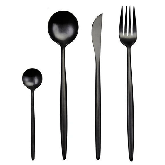 Black 18/10 Flatware Set, 24 Piece