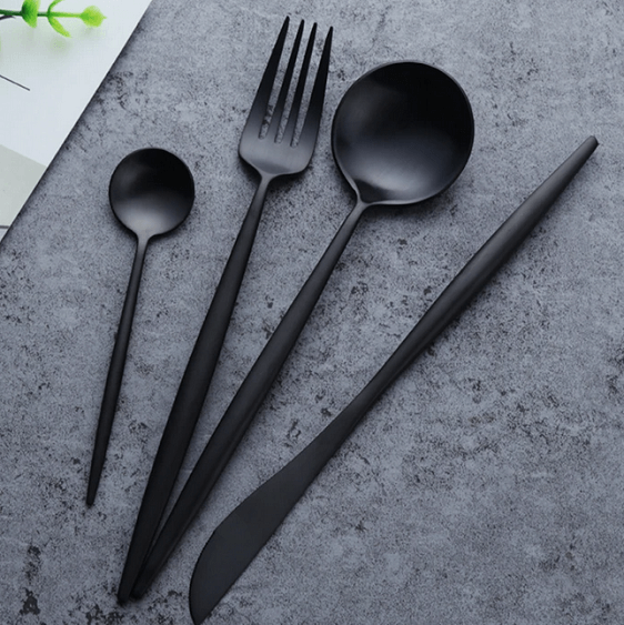 Black 18/10 Flatware Set, 24 Piece