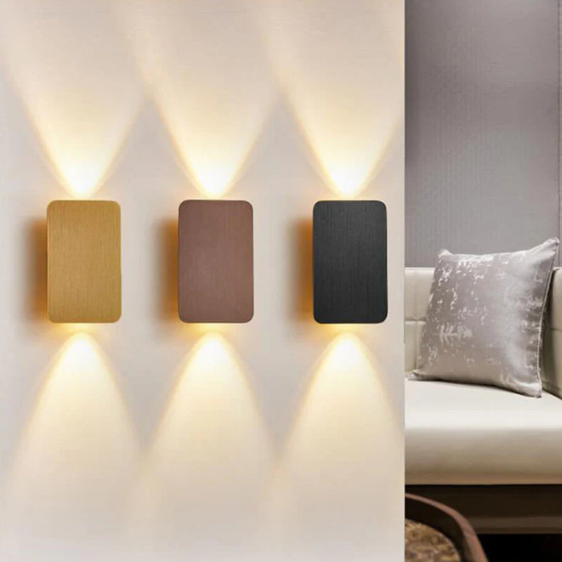 Nordic Minimalist Aluminum Rectangular Flat Panel 2-Light LED Wall Sconce