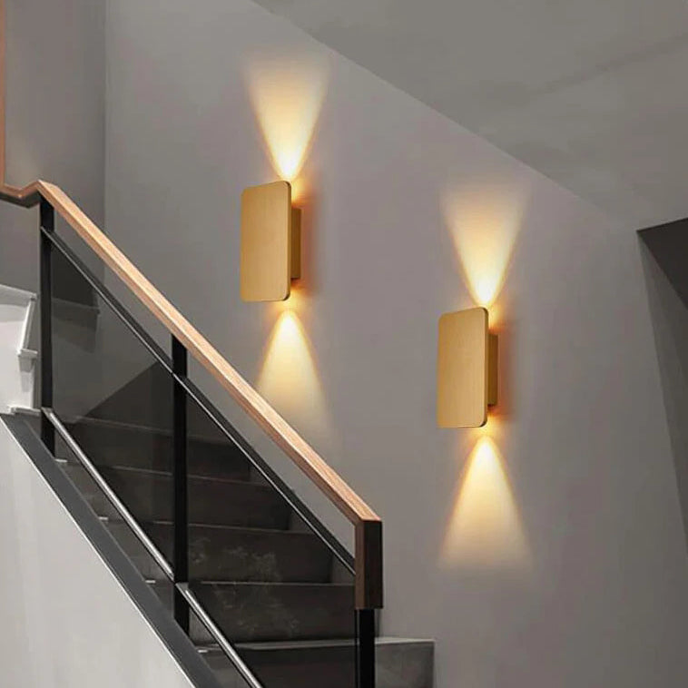 Nordic Minimalist Aluminum Rectangular Flat Panel 2-Light LED Wall Sconce