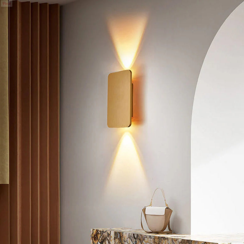 Nordic Minimalist Aluminum Rectangular Flat Panel 2-Light LED Wall Sconce