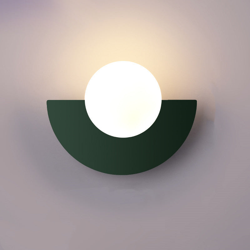 Modern Minimalist 1-Light Glass Wall Sconce with Colorful Spherical Semicircle Design