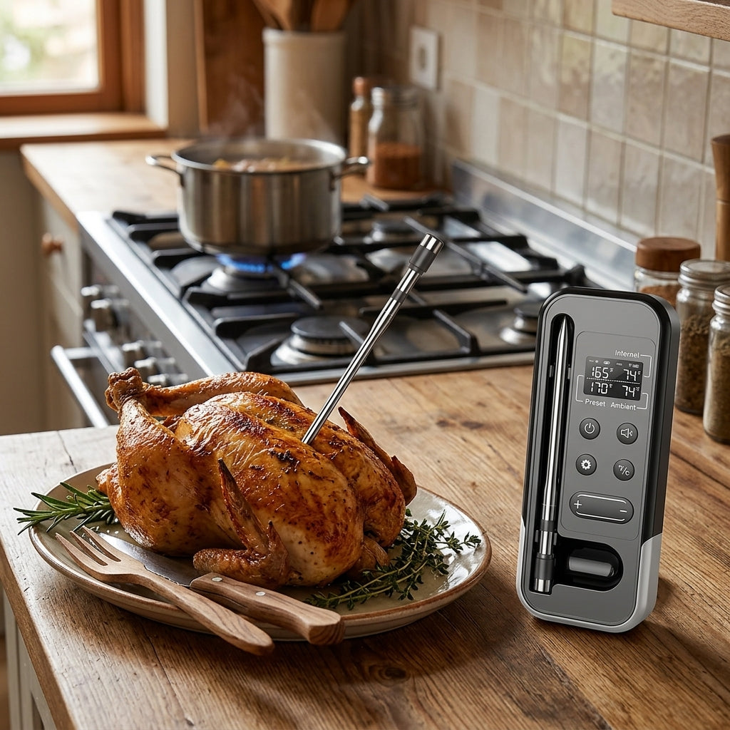Wireless Bluetooth Meat Thermometer Probe, Kitchen Cooking Thermometer for Food Temperature Monitoring Alarm