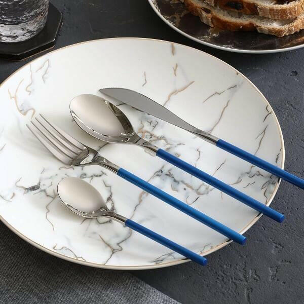 Colored Handle Flatware Set, 4 Piece
