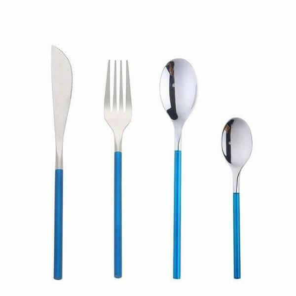 Colored Handle Flatware Set, 4 Piece