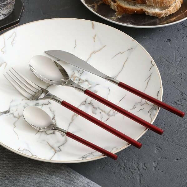 Colored Handle Flatware Set, 4 Piece