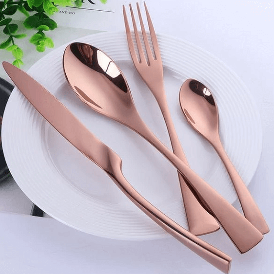 Metallic Flatware Set, 4 Piece
