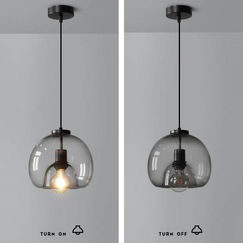 Minimalist Smoke Gray Hand-Blown Glass Dome Pendant Light, 1-Light