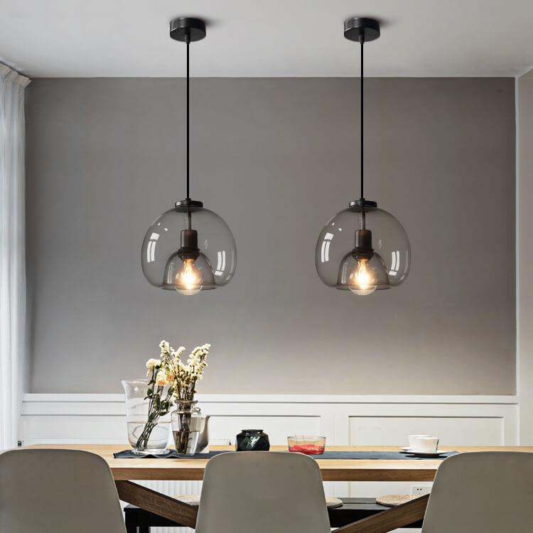 Minimalist Smoke Gray Hand-Blown Glass Dome Pendant Light, 1-Light