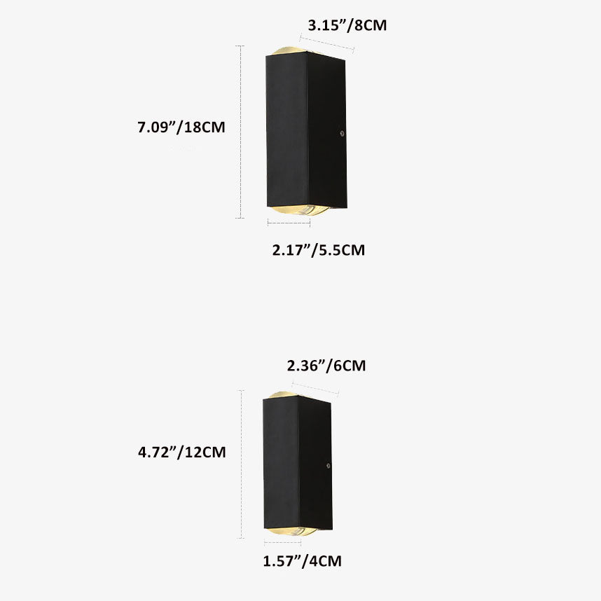 Modern Minimalist Aluminum Rectangular LED Outdoor Wall Sconce for Patio Lighting
