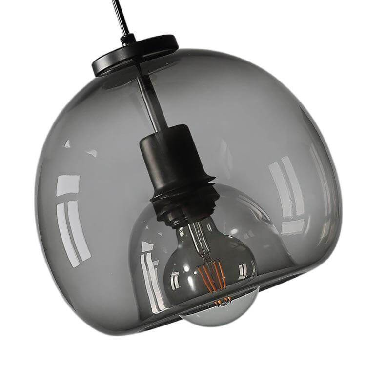 Minimalist Smoke Gray Hand-Blown Glass Dome Pendant Light, 1-Light