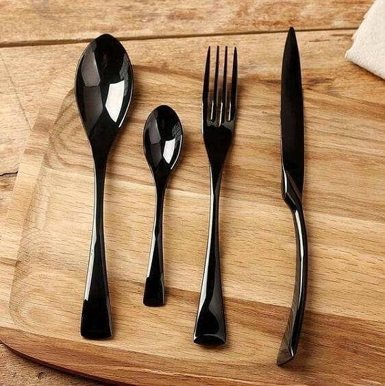 Jet Black Titanium Plated Silverware Set