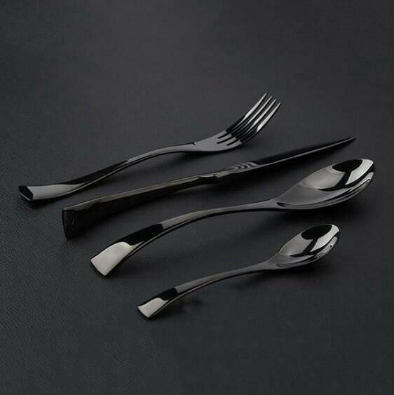 Jet Black Titanium Plated Silverware Set