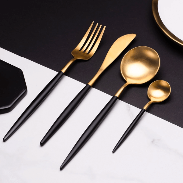 Matte Black Silverware Set, 4 or 16 Piece