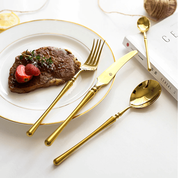 Gold Accent Flatware Set, 12, 24 or 48 Piece