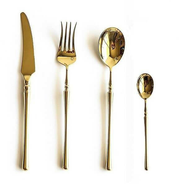 Gold Accent Flatware Set, 12, 24 or 48 Piece