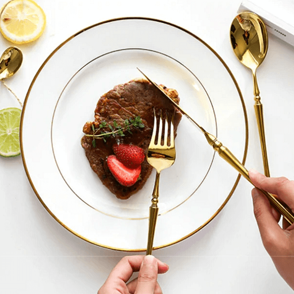 Gold Accent Flatware Set, 12, 24 or 48 Piece