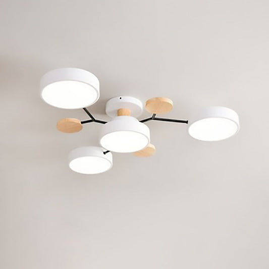 Modern Scandinavian Round Molecule Branch LED Semi-Flush Mount Ceiling Light for Living Room