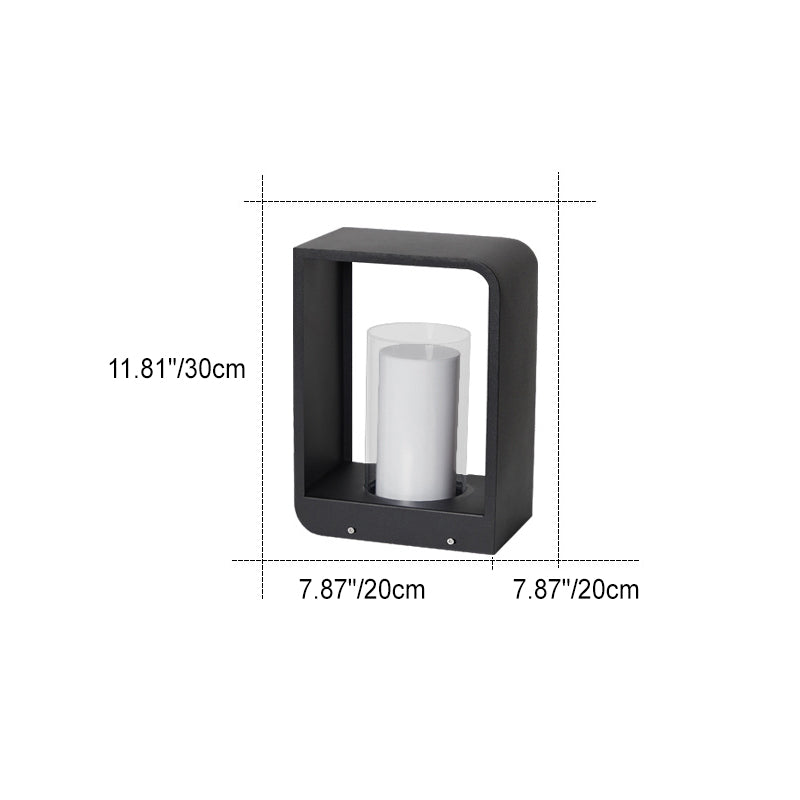 Modern Minimalist Square Stainless Steel & Acrylic LED Landscape Light, Waterproof Outdoor Lawn and Patio Fixture