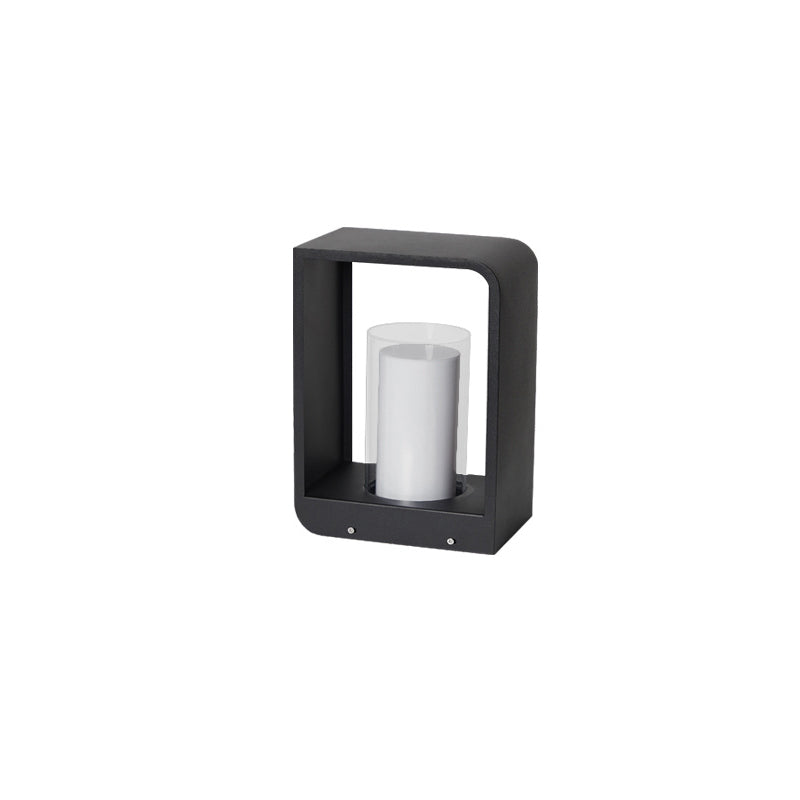 Modern Minimalist Square Stainless Steel & Acrylic LED Landscape Light, Waterproof Outdoor Lawn and Patio Fixture