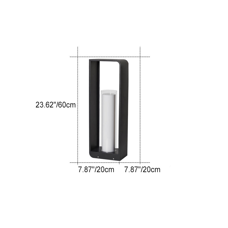 Modern Minimalist Square Stainless Steel & Acrylic LED Landscape Light, Waterproof Outdoor Lawn and Patio Fixture