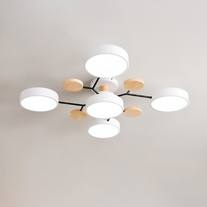 Modern Scandinavian Round Molecule Branch LED Semi-Flush Mount Ceiling Light for Living Room