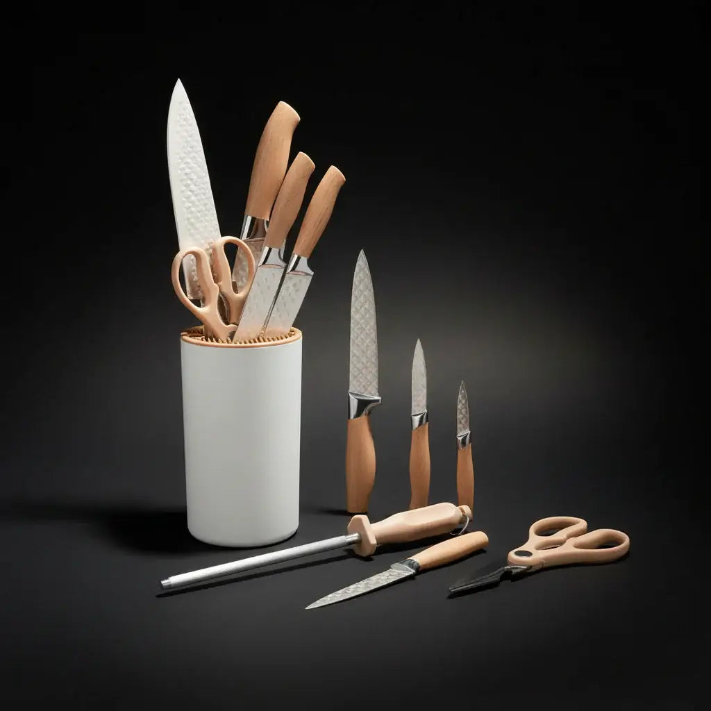 7-Piece Stainless Steel Kitchen Knife Set with Holder