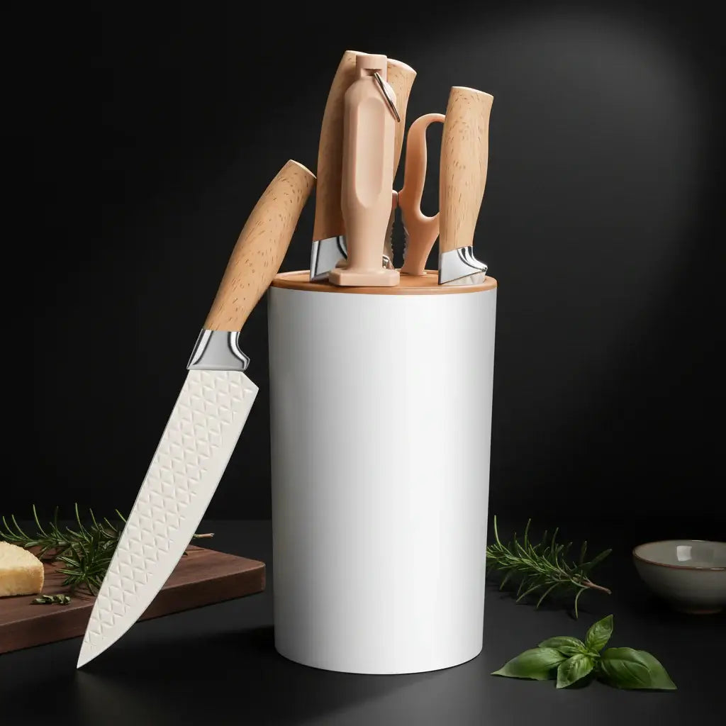 7-Piece Stainless Steel Kitchen Knife Set with Holder