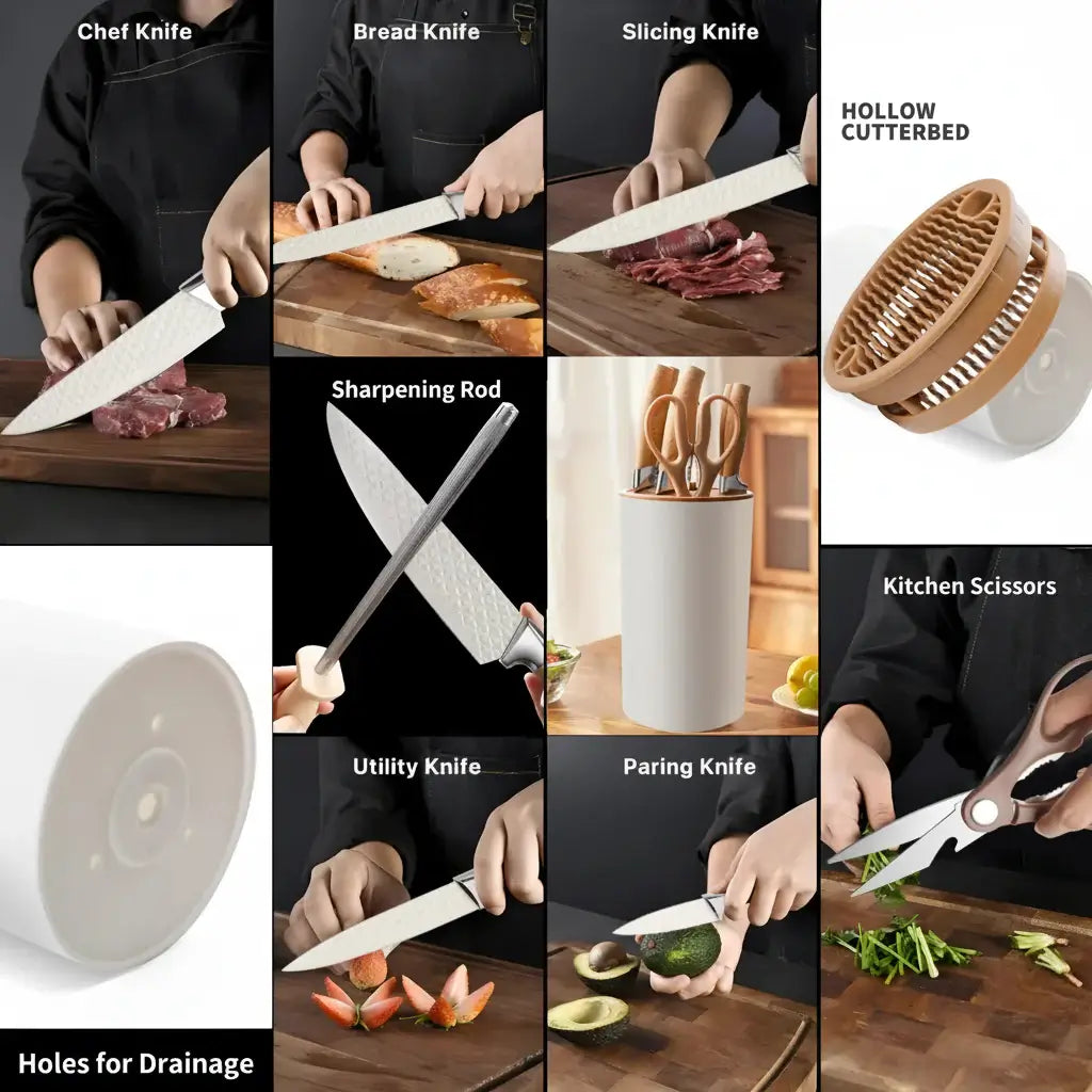 7-Piece Stainless Steel Kitchen Knife Set with Holder