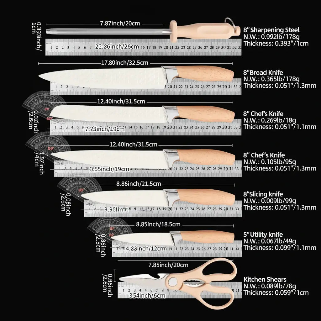 7-Piece Stainless Steel Kitchen Knife Set with Holder