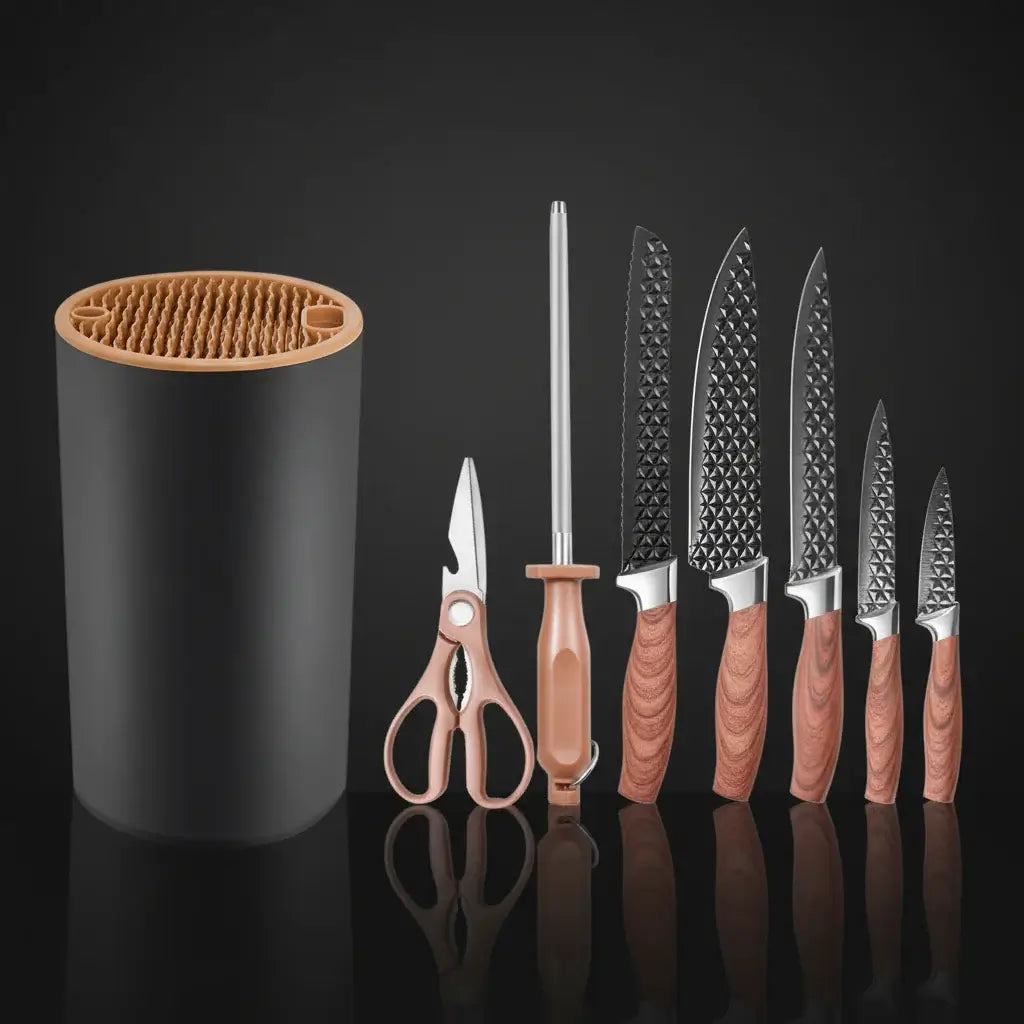7-Piece Stainless Steel Kitchen Knife Set with Holder