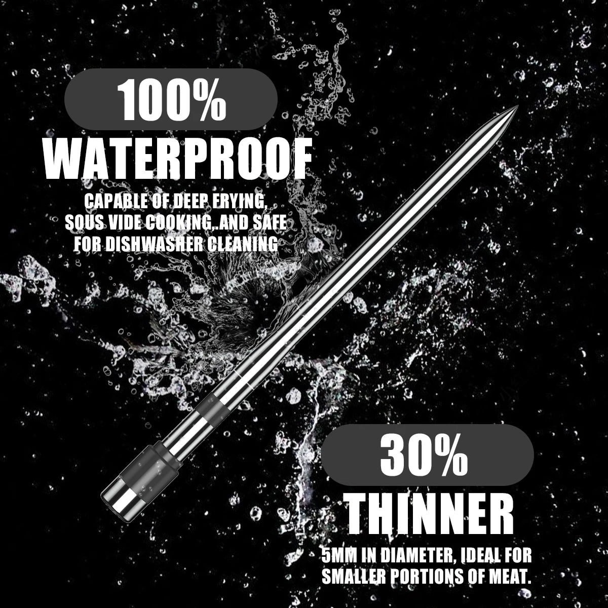 Smart Bluetooth BBQ Thermometer Wireless Meat Probe Kitchen Cooking Thermometer for Grill Oven Food Temperature Monitoring Alarm